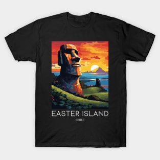 A Pop Art Travel Print of Easter Island - Chile T-Shirt